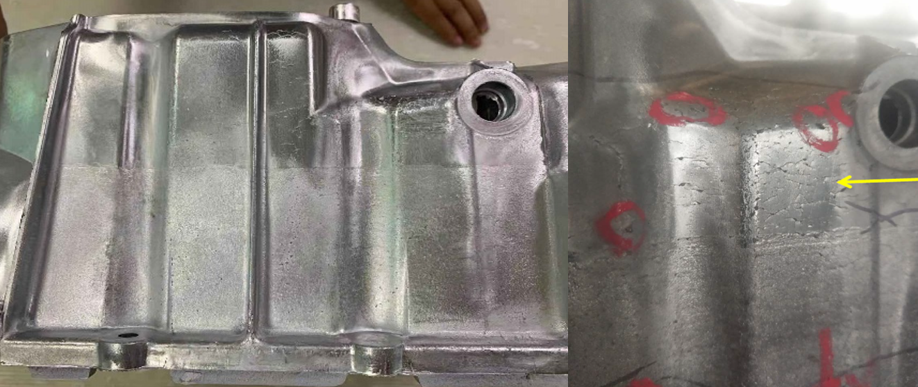 產(chǎn)品表面呈現(xiàn)缺料，裂紋缺陷